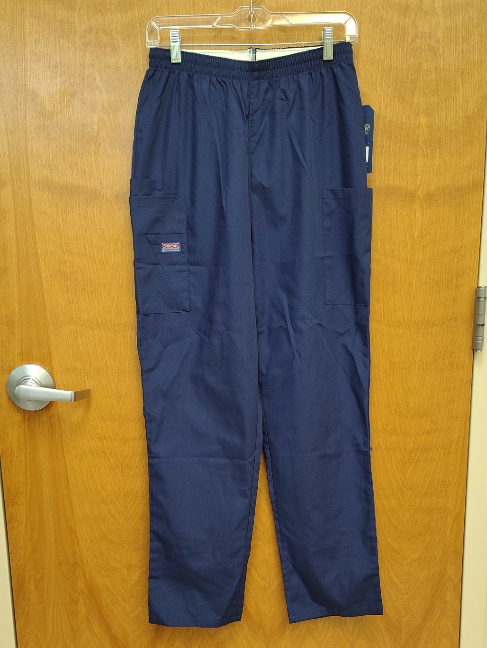 Navy Straight-Leg Cargo Scrub Pants